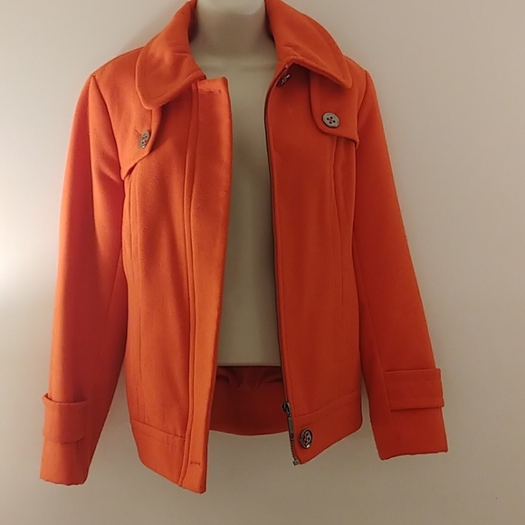 Orange Pea Coat - Picture 2 of 14